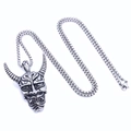 Punk style stainless steel Hannya mask pendant on thick box chain for men - Pendant with 60CM Chain