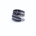 Retro hip-hop titanium steel ring featuring double-layered feather design and star relief - US 7 / Feather