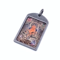 Detalle del colgante rectangular de acero de titanio vintage con arte de Thangka - Estilo C Solo Colgante (Sin Cadena)