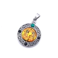 Colgante budista Jambhala amarillo en acero de titanio con piedra turquesa - Estilo Dios de la Riqueza Amarillo (Pendant Only (Without Chain))