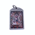 Colgante Thangka Mahakala vintage de acero de titanio con marco rectangular envejecido - Solo Colgante (Sin Cadena) - Estilo B