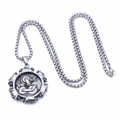 Steampunk pendant detail with intricate mechanical gears in vintage matte silver finish - Pendant with 60CM Chain