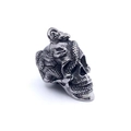 Ciondolo teschio gotico retrò con serpente avvolto in finitura argento antico per uomo - Solo Ciondolo (Senza Catena)