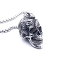 Pendente gotico teschio e serpente in acciaio inossidabile argento con catena box - Pendolo con Catena da 60cm