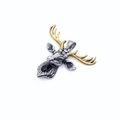 Titanium steel stag head pendant necklace with golden antlers and silver finish - Gold and Silver Color Blocking Deer Head / Gold Horn Pendant Only (Without Chain)