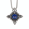 Vintage μενταγιόν Vajra από ατσάλι τιτανίου με το βουδιστικό μάτι της πρόνοιας σε μπλε - Μενταγιόν με Αλυσίδα 60cm / Μπλε Μάτι Στυλ