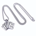 Macro view of vintage royal flush poker cards pendant with distressed steel finish - Small Pendant (With 60CM Chain) / 60CM