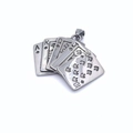 Detailed relief of vintage royal flush poker cards on a stainless steel pendant necklace - Large Pendant Only (Without Chain)
