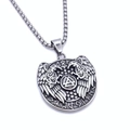 Vintage Viking pendant necklace with Odin crows, Valknut symbol and Runes relief - Style B Pendant With Chain