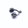 Retro headphone pendant necklace in antique silver titanium steel with textured relief - Pendant Only (No Chain)