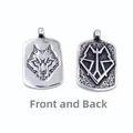 Front and back detail of a stainless steel Viking wolf pendant with relief and matte finish - Pendant Only (No Chain)