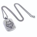 Vintage stainless steel Viking wolf head pendant necklace with bead chain for men and women - Pendant with 60CM Chain