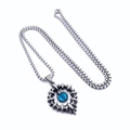 Collana punk gotica in acciaio al titanio con ciondolo artiglio di drago e gemma blu - Occhio Blu Pendente Con Catena Lunga