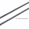 Detail van 4mm vintage drakenbotketting in antiek zilverstaal voor hiphop-halsketting - 4mm Antieke Drakenbot Ketting 60cm