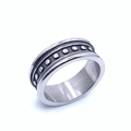 Herren Punk-Ring aus Titanstahl mit schwarzem Antik-Finish und Metallnieten-Design - US 8 / Nietennieten-Stil (216007-02)