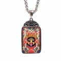 Colgante Thangka Zaki Lhamo en acero inoxidable plateado con pintura colorida y cadena - Colgante Con Cadena Spiga