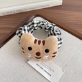 Elastico per capelli in peluche a quadretti bianchi e neri con decoro gatto giallo - Elastico Gatto
