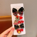 5PCS Christmas hair clips set with reindeer, holly wreaths and red bowknots for girls - Christmas Bells Style
