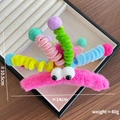 Divertente molletta per capelli in peluche multicolore con occhi grandi e steli arcobaleno - Grande / Rosa Rossa