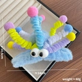Divertente molletta per capelli in peluche blu con occhi a molla colorati e grandi occhi cartoon - Grande / Blu