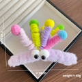 Pinza per capelli divertente in peluche con grandi occhi e tentacoli arcobaleno - Grande / Viola
