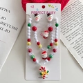 Kids Christmas jewelry set with Santa Claus pendants including necklace and bracelet - 2-Bowknot Candy Cane