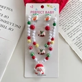 Kids Christmas jewelry set with Santa Claus themed necklace, bracelet and clip-on earrings - Style 4-Santa Claus
