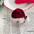 Mini gorro de Navidad de terciopelo con estrella dorada y lentejuelas, 5,5cm x 7,5cm - 1-Clip Sombrero Rojo Estrella