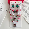 Christmas jewelry set for kids featuring reindeer necklace and Xmas tree ear clips - 5-Christmas Reindeer