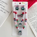 Christmas jewelry set for kids featuring snowman necklace and penguin clip-on earrings - 7-Christmas Snowman
