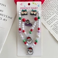 Christmas jewelry set for kids with Santa pendant, bell ear clips and red bead necklace - 8-Santa Claus with Smile