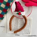 Serre-tête de Noël avec bonnet pointu à paillettes rouges et bordure en peluche - 5-Serre-tête Chapeau de Père Noël Rouge