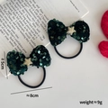 Pack de 2 coleteros de terciopelo verde oscuro con lentejuelas y estrellas doradas - Coletero Lazo Estrella Lentejuelas Verde