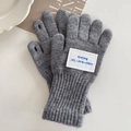 Dunkelgraue Strickhandschuhe für Kinder, fingerlos und warm für Schule und Alltag - Touchscreen-Fingeröffnungsstil / Grau