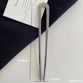 Minimalist silver U-shaped metal hair pin for elegant buns and sleek hairstyles - Approx 15cm / Dark Gray
