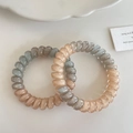 Spiral telephone cord hair ties in gray-blue and nude pink with Morandi color gradient - 1-Gradient Apricot Pink
