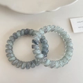 Set of two gradient blue-grey spiral telephone wire hair ties with marble texture pattern - 2-Gradient Grey Blue