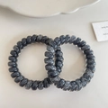 Smoky grey marble spiral hair ties with high elasticity in a 2-piece accessory set - 3-Gradient Grey