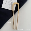 Forcina per capelli minimalista a U dorata con finitura lucida e lunga 14 cm - Circa 14cm / 6-Oro Grande