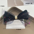 Halloween black mesh hair bow clip with colorful star sequins and gold glitter center - Colorful Star Sequin Mesh Bowknot (780-13)