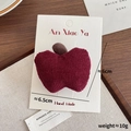 Handmade red corduroy apple hair clip for girls with a rustic autumn aesthetic - 4-Brown Leaf Apple Hair Clip