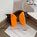 Halloween bat bow hair clip with orange felt and black sequins for party costume accessory - Orange Bowknot Black Sequin Bat Wings (968-22)