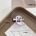 Ghost hair clip for Halloween with white felt body and purple glitter bow for kids party - White Ghost Purple Shimmer Bowknot (968-23)