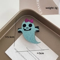 Mint green ghost hair clip with pink bow and glitter finish for Halloween party - Mint Green Glitter Ghost Rose Red Bow (968-24)
