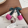 Handmade cherry hair tie with dark green leaf bow and magenta fabric fruits for girls - 9-Cherry Hair Tie