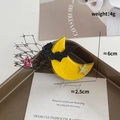 Halloween bat hair clip with yellow moon and glitter stars on black mesh for party dress-up - Yellow Moon Black Glitter Bat Mesh Decor (968-25)