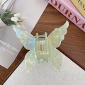Pince à cheveux papillon vert clair irisé avec finition nacrée pour femmes - Vert
