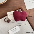 Burgundy corduroy apple hair tie for girls with brown elastic band and bead detail - 11-Brown Leaf Apple Hair Tie