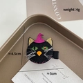 Halloween black cat hair clip with purple wizard hat for kids party costume - Black Cat Purple Glitter Wizard Hat (968-27)