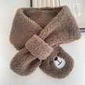 Sciarpa in pile sherpa marrone per bambini con grazioso ricamo a forma di orsetto - Sciarpa Caffè
